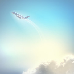 Naklejka na ściany i meble Obraz samolotu w niebo