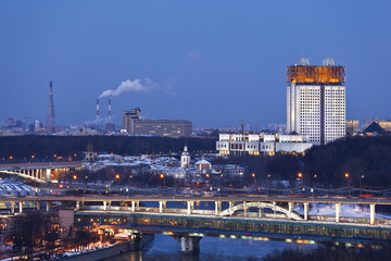Panorama of Moscow nightlife. The view from the top