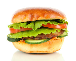 Big and tasty hamburger isolated on white