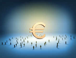 Money symbol and people