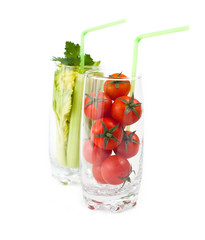 Glasses with fresh vegetables