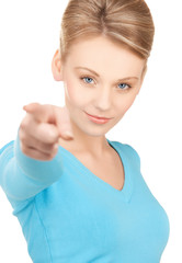 businesswoman pointing her finger