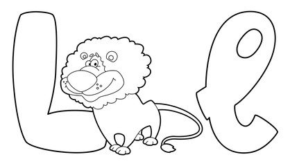 letter L lion outlined