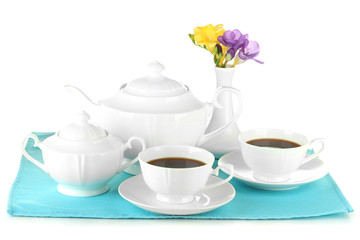 Beautiful tea service, isolated on white