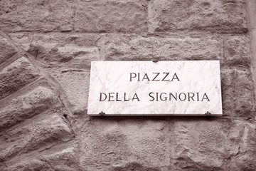 Piazza della Signoria Square Sign, Florence