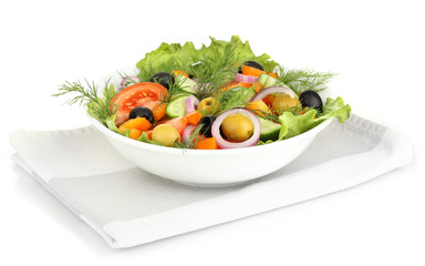Fresh salad in plate isolated on white