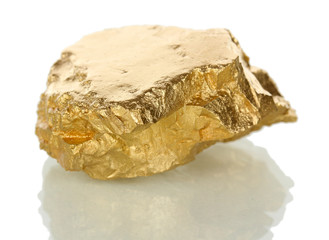 Golden nugget isolated on white