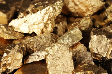 Golden nuggets close-up