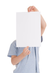 boy with blank sheet paper