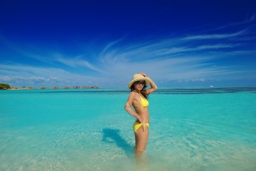 Fototapeta na wymiar beautiful woman relax on tropical beach