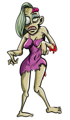 Cartoon feamale zombie in a skimpy dress