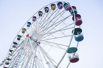 big wheel with multicolored cabins