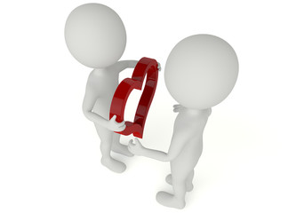 3d humanoid character give a heart