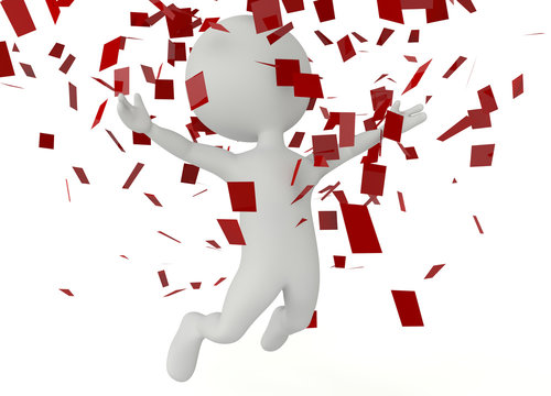 3d humanoid character jumping in the air
