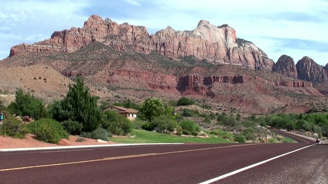 Cars at Zion Canyon Scenic Drive. Utah, USA
