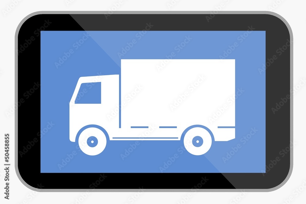 Sticker Camion de livraison dans une tablette