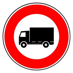 Camion de livraison dans un panneau