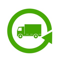 Camion de livraison dans un symbole recyclage