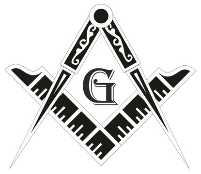 Freemasonry emblem - the masonic square and compass symbol,