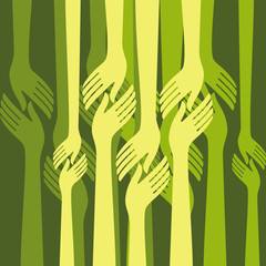 group of hands shake