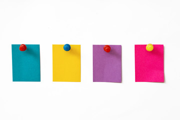 Colorful sticky notes on white background