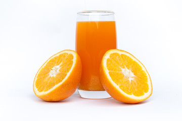 orange juice and slice isolated