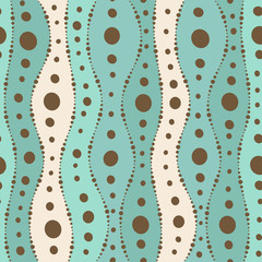 Seamless pattern with waves and dots
