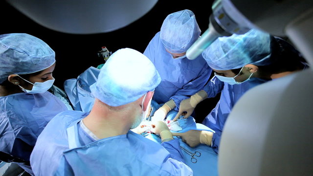Overhead View Doctors in Hospital Operating Room