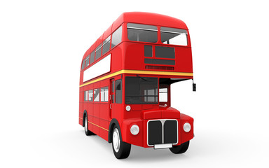 Red Double Decker Bus Isolated on White Background