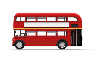 Fototapeta na wymiar Czerwony piętrowy autobus Pojedynczo na białym tle