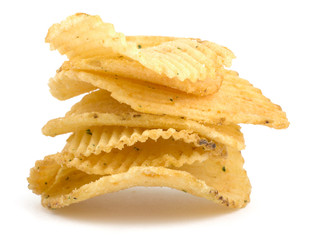 Potato chips isolated on white background