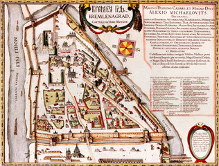 Moscow Kremlin vintage map