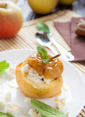 sweet apple with curd and honey baked