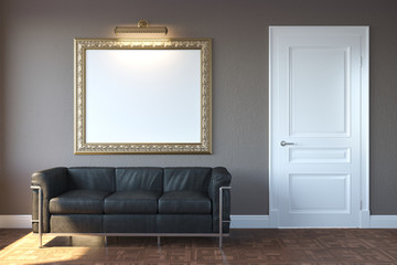 New Modern Living Room With Sofa And Picture Frame