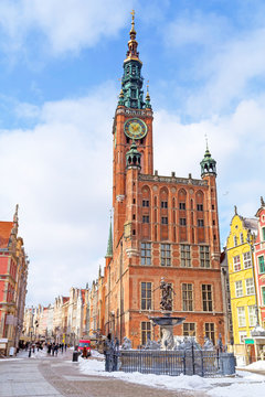 City hall on the old town of Gdansk, Poland