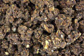 Close view chocolate almond granola