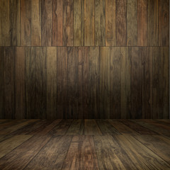 Grunge interior with wooden floor