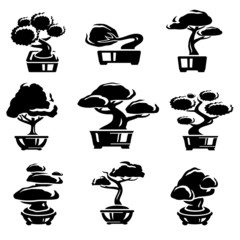 Bonsai tree set. Vector