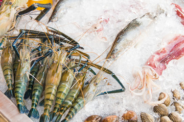 fresh seafood on ice