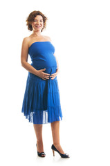 Beautiful pregnant woman - isolated over a white background