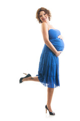 Beautiful pregnant woman - isolated over a white background