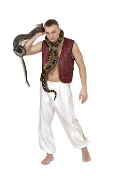 Man with snakes