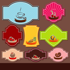 set of food labels