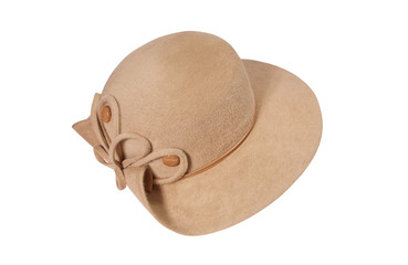 Women's beige hat isolated on white background