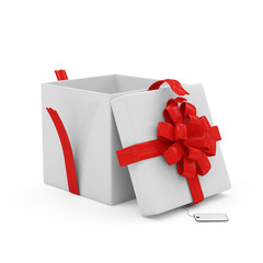 Opened Gift Box with blank isolated on white background
