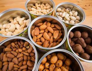 Assorted nuts in Iron pot