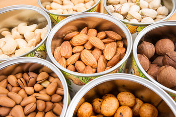 Assorted nuts in Iron pot