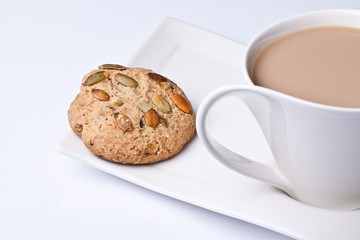 Cup of black coffee with butter biscuit 