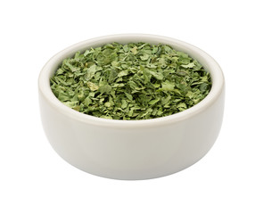 Dried Cilantro in a Bowl isolated