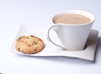 Cup of black coffee with butter biscuit 